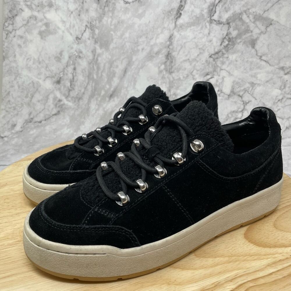 Marc Jacobs Suede Leather Lace Up Sneakers Black Sz 7.5 New